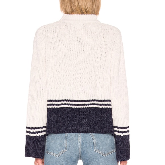 superdown cream & navy blue mock neck sweater - Picture 2 of 6